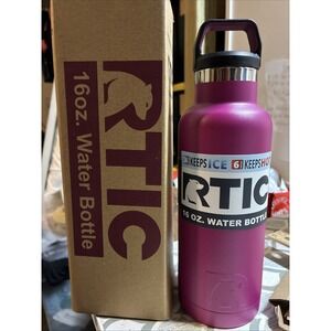 RTIC 16oz Vacuum Insulated Water Bottle Very Berry Screw Top Lid Won't Leak